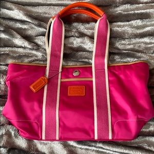 Pink coach handbag